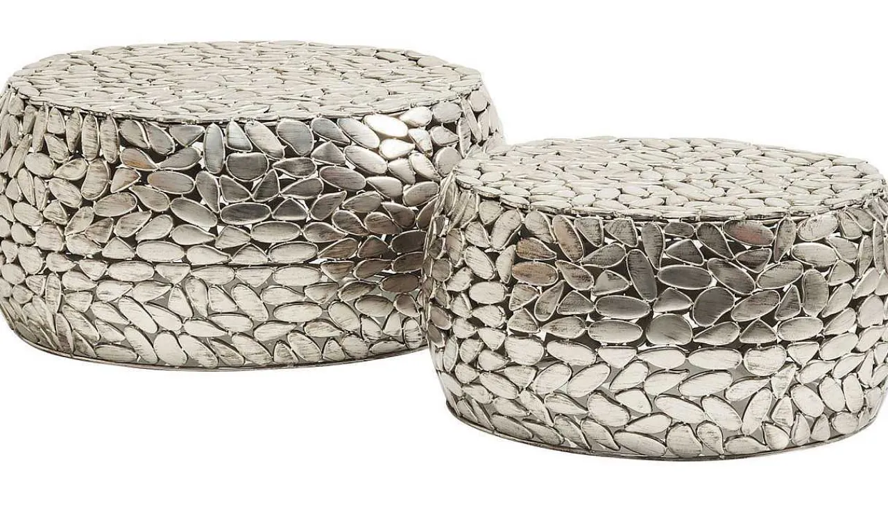 KARE Design Couchtisch Pebbles Deluxe Silber (2/Set)> Couchtische