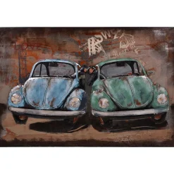 mutoni pleasure 3D Metallbild Blaue Autos Mit Parchen Visionik 120X80> Mutoniart