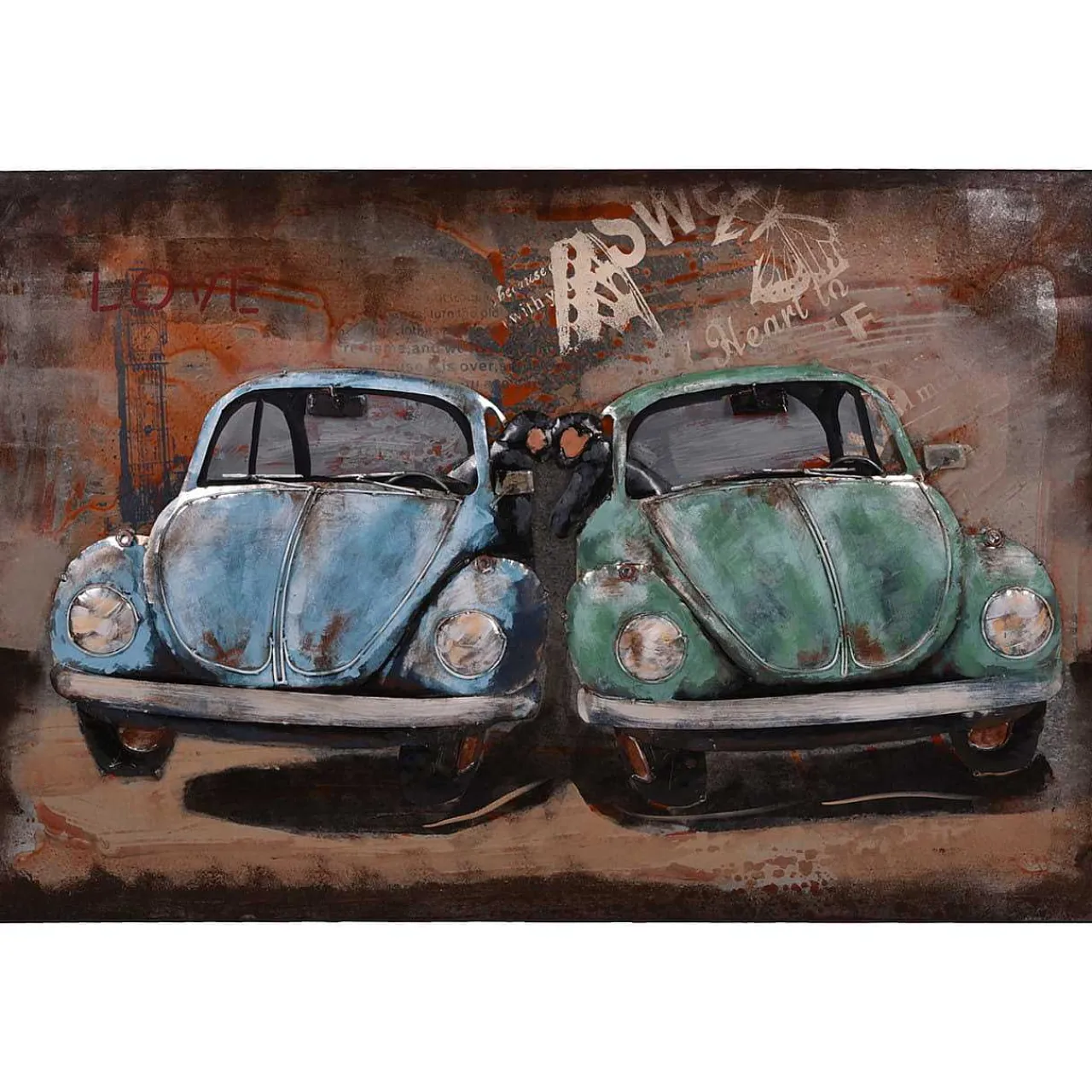 mutoni pleasure 3D Metallbild Blaue Autos Mit Parchen Visionik 120X80> Mutoniart