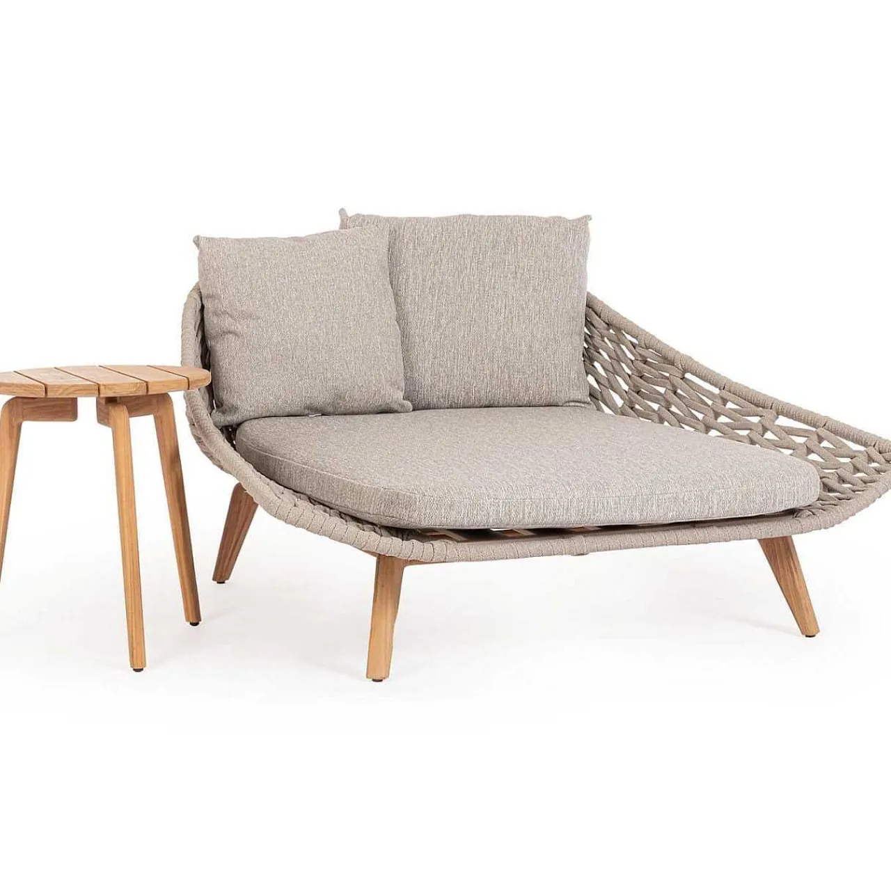 mutoni lifestyle Daybed Tamires Mit Kissen Teakholz Beige 136X161> Daybeds Und Sonneninseln