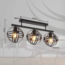mutoni light Deckenleuchte Tamara Metall Schwarz Matt 3Xe27><noscript><img width=