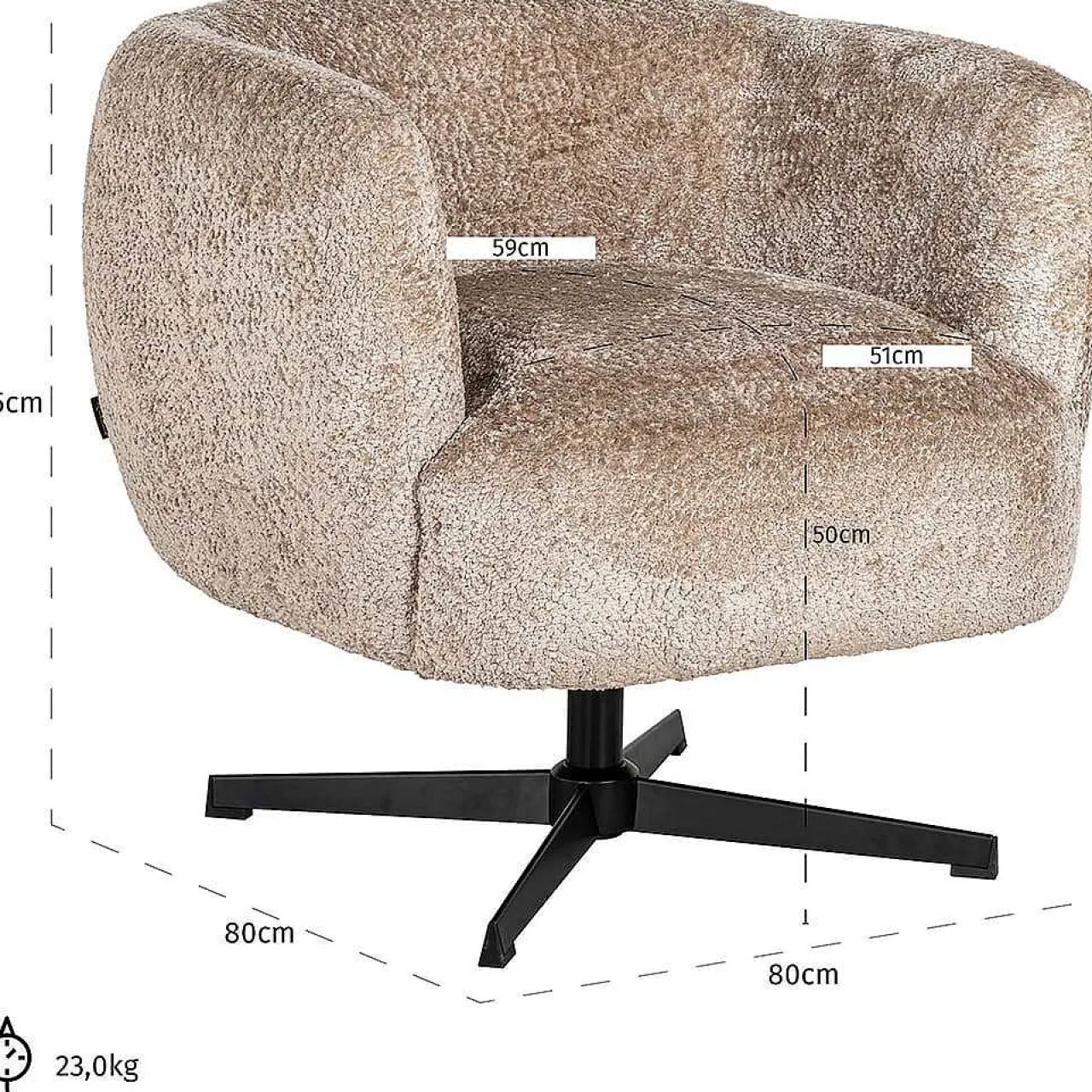 Richmond Interiors Drehsessel Estelle Sheep Nature> Design Sessel