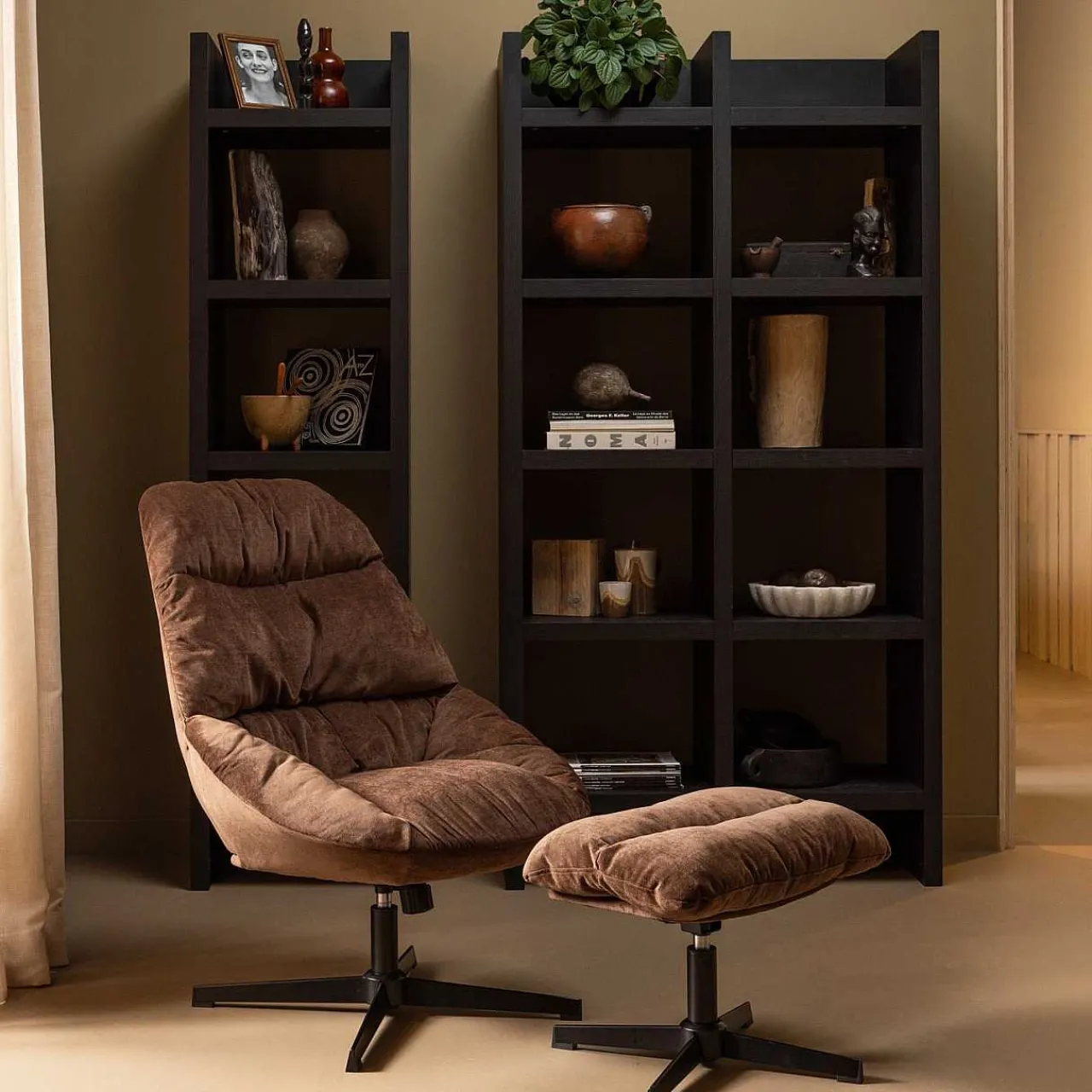 mutoni living Drehsessel Mit Hocker Yaro Espresso> Design Sessel