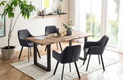 mutoni casual Essgruppe Dining I Massivholz Akazie Natur Grau 160X90 (5-Tlg.)> Essgruppen