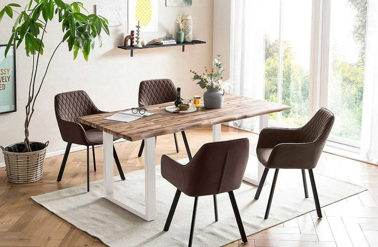 mutoni casual Essgruppe Dining I Massivholz Akazie Natur Braun 160 (5-Tlg.)> Essgruppen