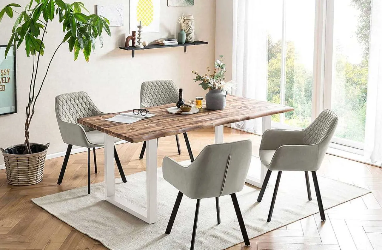 mutoni casual Essgruppe Dining I Massivholz Akazie Natur Beige 160 (5-Tlg.)> Essgruppen