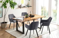 mutoni casual Essgruppe Dining I Massivholz Akazie Cognac Grau 180 (5-Tlg.)><noscript><img width=