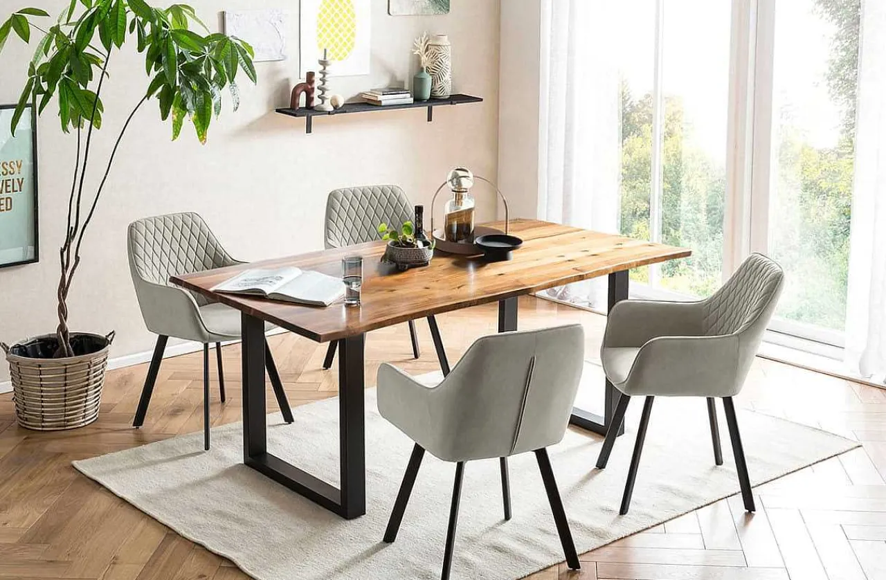 mutoni casual Essgruppe Dining I Massivholz Akazie Cognac Beige 160 (5-Tlg.)> Essgruppen