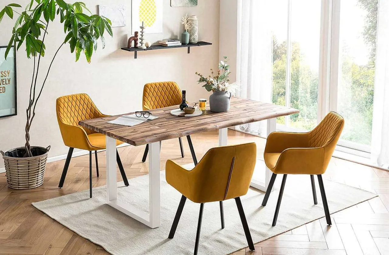 mutoni casual Essgruppe Dining I Massivholz Akazie Natur Gelb 160 (5-Tlg.)> Essgruppen