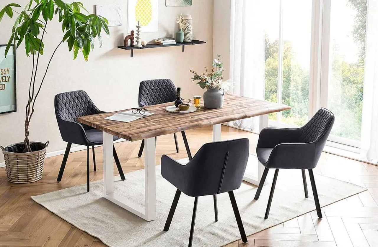 mutoni casual Essgruppe Dining I Massivholz Akazie Natur Grau 180 (5-Tlg.)> Essgruppen