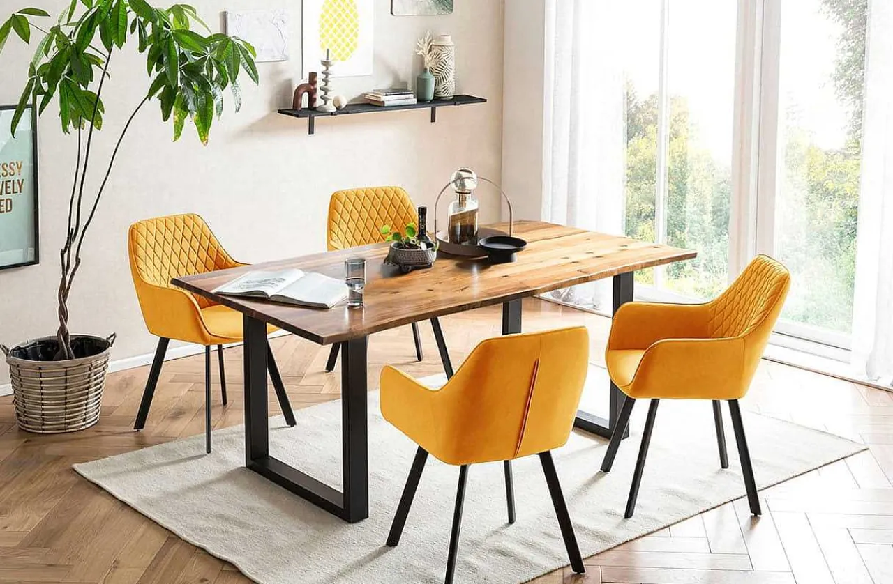 mutoni casual Essgruppe Dining I Massivholz Akazie Cognac Gelb 160 (5-Tlg.)> Essgruppen