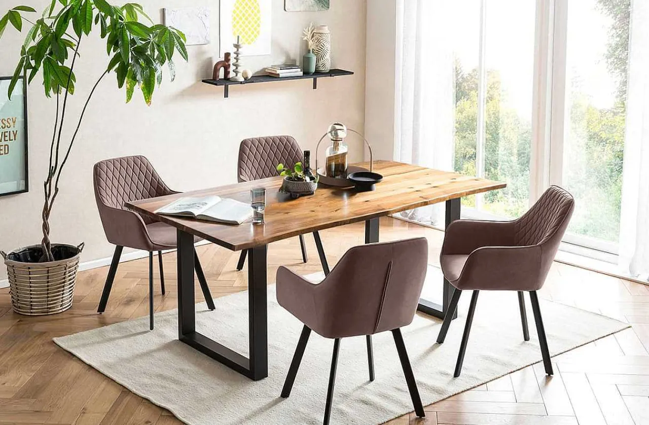 mutoni casual Essgruppe Dining I Massivholz Akazie Cognac Braun 160 (5-Tlg.)> Essgruppen
