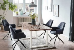 mutoni casual Essgruppe Dining Iv Massivholz Akazie Natur Dunkelblau 160 (5-Tlg.)><noscript><img width=