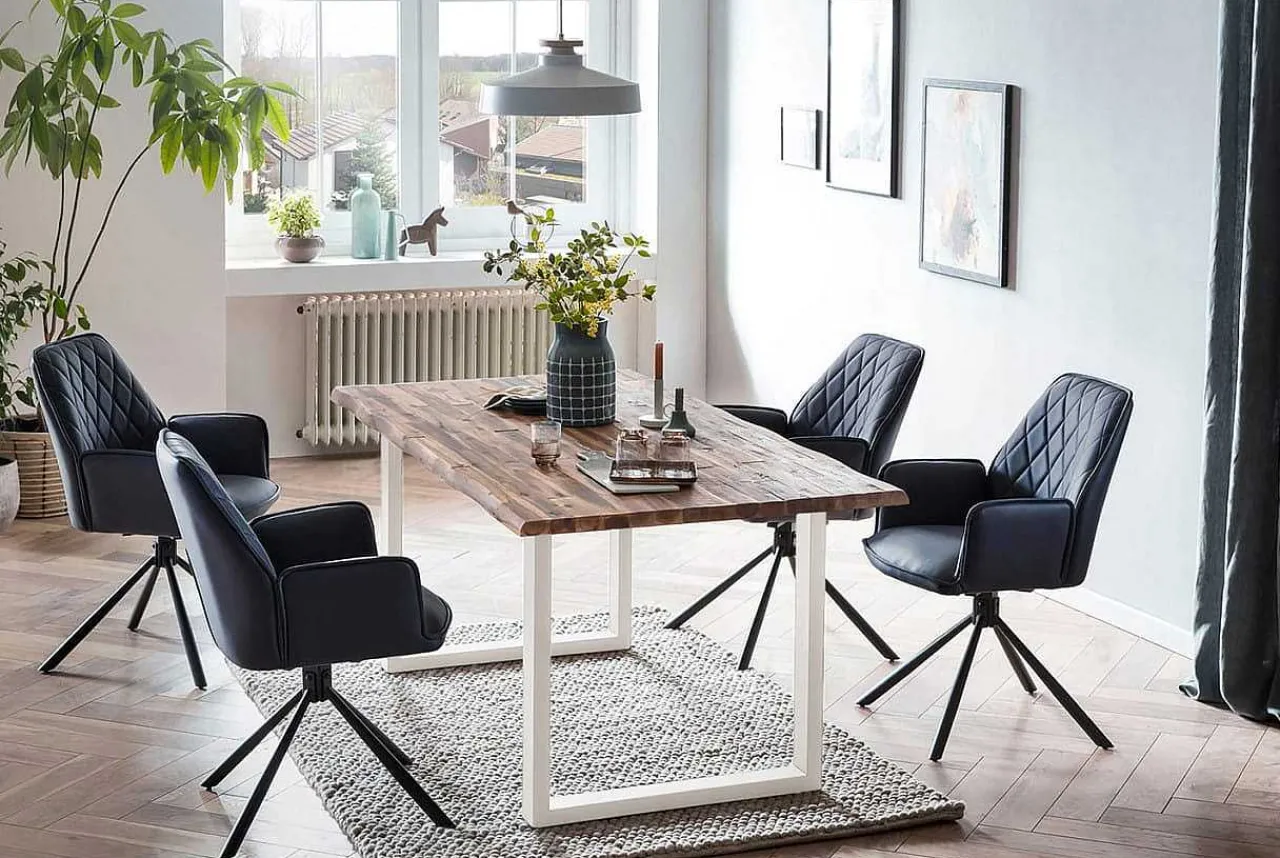 mutoni casual Essgruppe Dining Iv Massivholz Akazie Natur Dunkelblau 160 (5-Tlg.)> Essgruppen