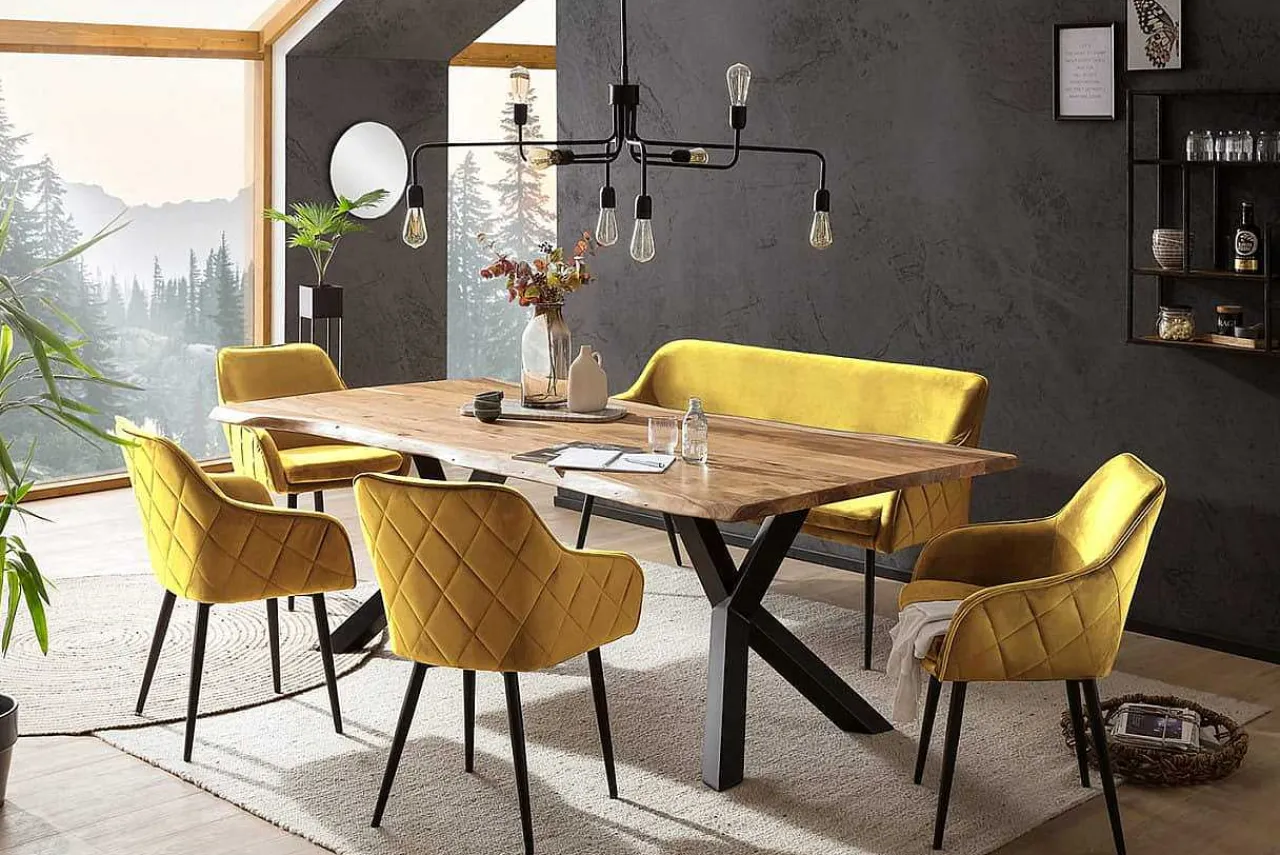 mutoni casual Essgruppe Forestal Massivholz Akazie Natur Senfgelb 240 (6-Tlg.)> Essgruppen