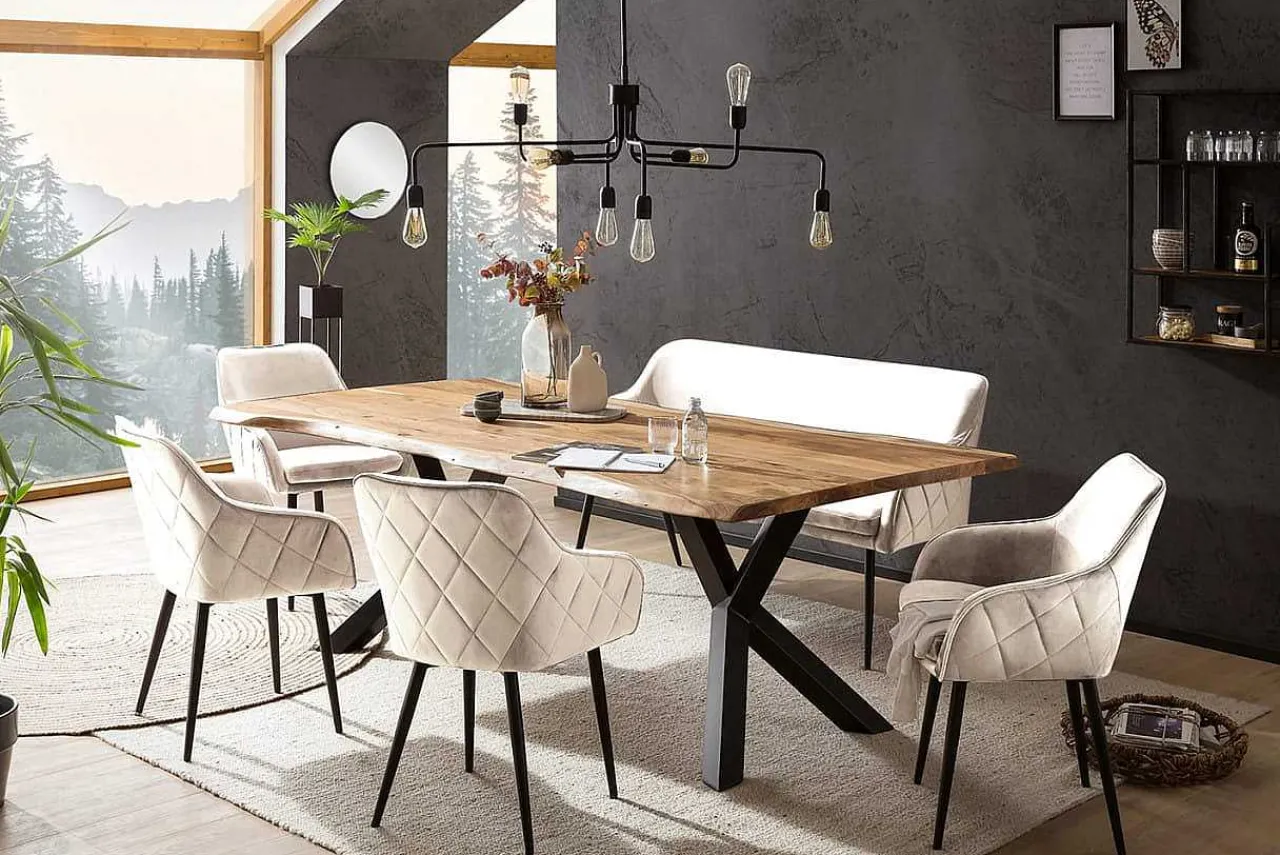 mutoni casual Essgruppe Forestal Massivholz Akazie Natur Creme 220 (6-Tlg.)> Essgruppen