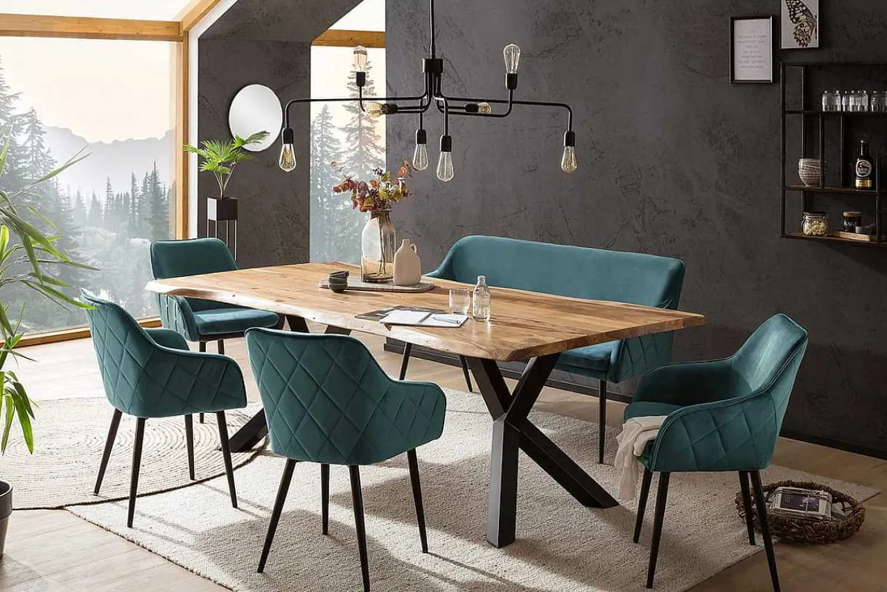 mutoni casual Essgruppe Forestal Massivholz Akazie Natur Tannengrun 240 (6-Tlg.)> Essgruppen
