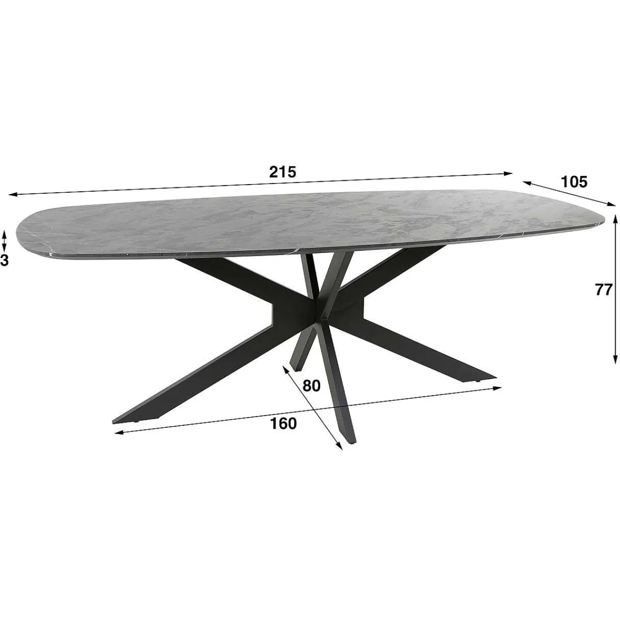mutoni industrial Esstisch Denmark Oval Marmoroptik 215X105> Esstische