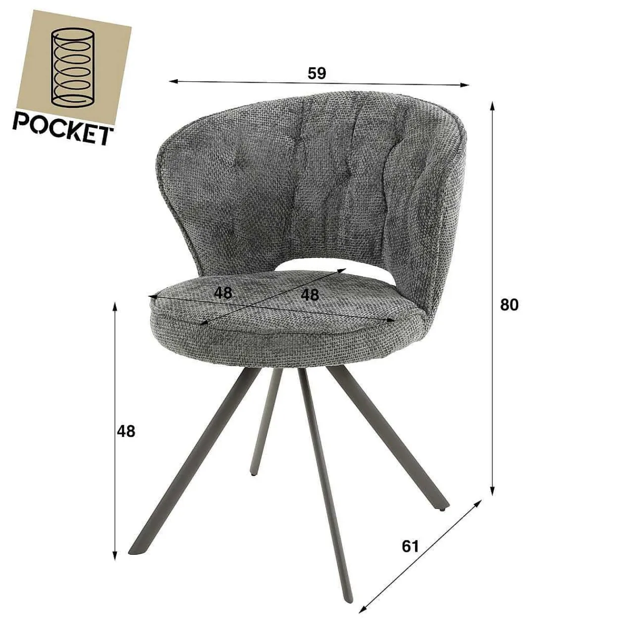 mutoni industrial Esszimmerstuhl Komono Polo Anthrazit> Esszimmerstühle