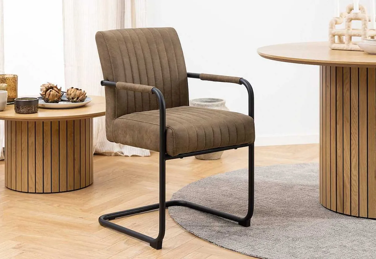 mutoni scandi Esszimmerstuhl Mit Armlehnen Artemis Braun (1 Stuck)> Freischwinger