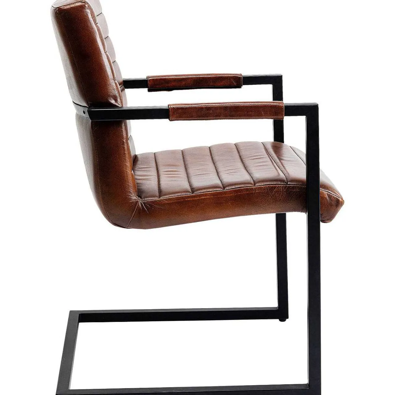 KARE Design Freischwinger Lola Leder Braun> Freischwinger