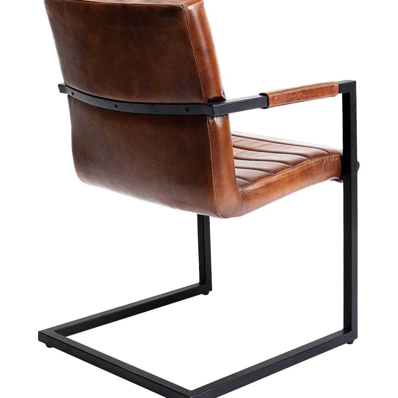 KARE Design Freischwinger Lola Leder Braun> Freischwinger