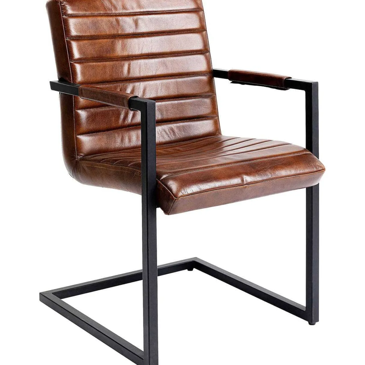 KARE Design Freischwinger Lola Leder Braun> Freischwinger