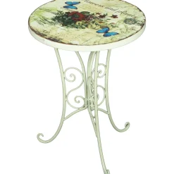 mutoni pleasure Garten Beistelltisch Floral Stahl Altweiss 38> Garten Couchtische Und Beistelltische