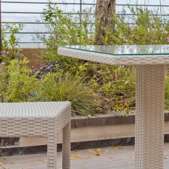 mutoni ethnic Garten Bistrotisch Spritz Polyrattan Bianco Stone> Bistrotische