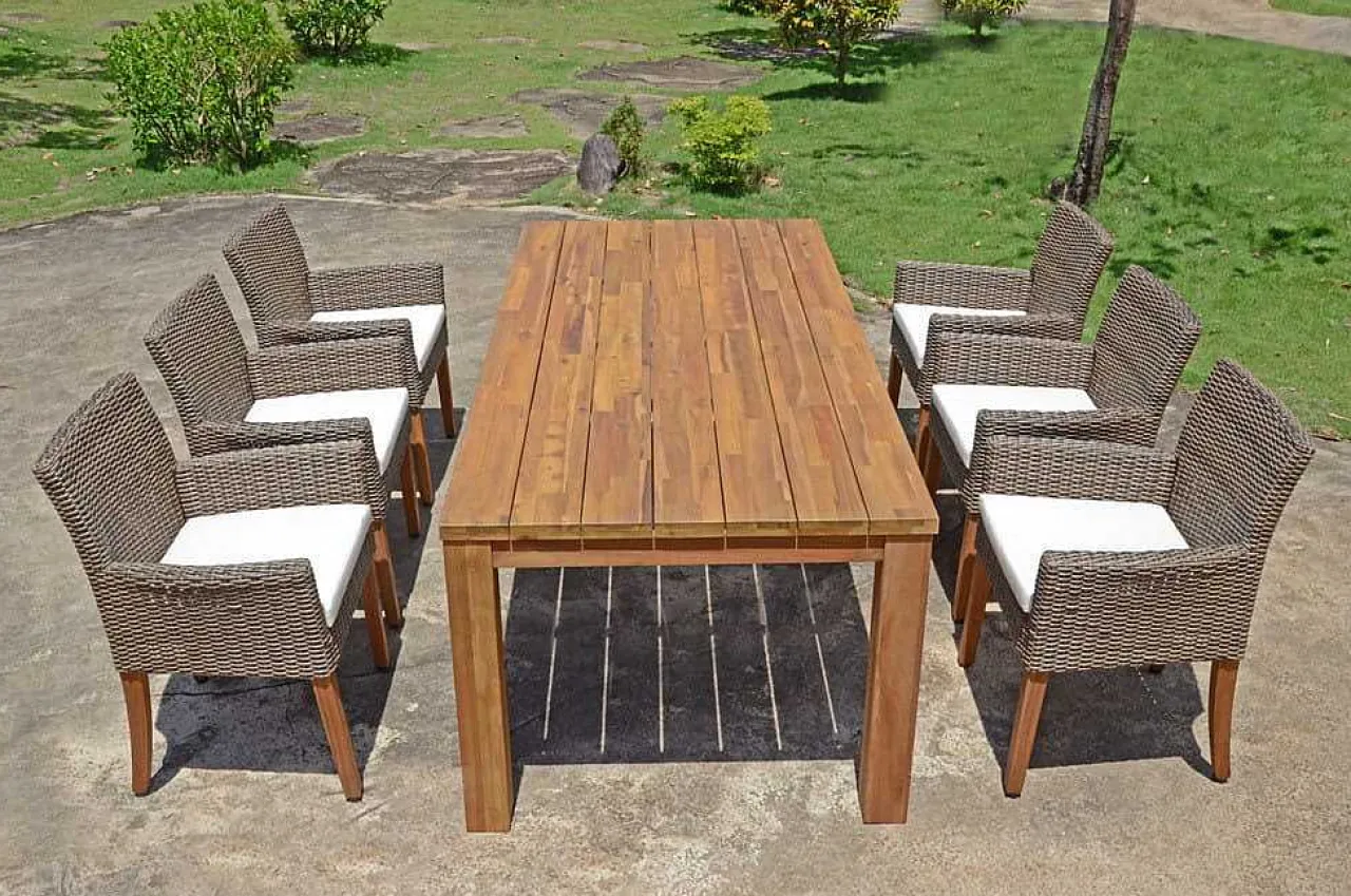 mutoni pleasure Garten Essgruppe Pala Akazie Natur (7-Tlg)> Garten Essgruppen