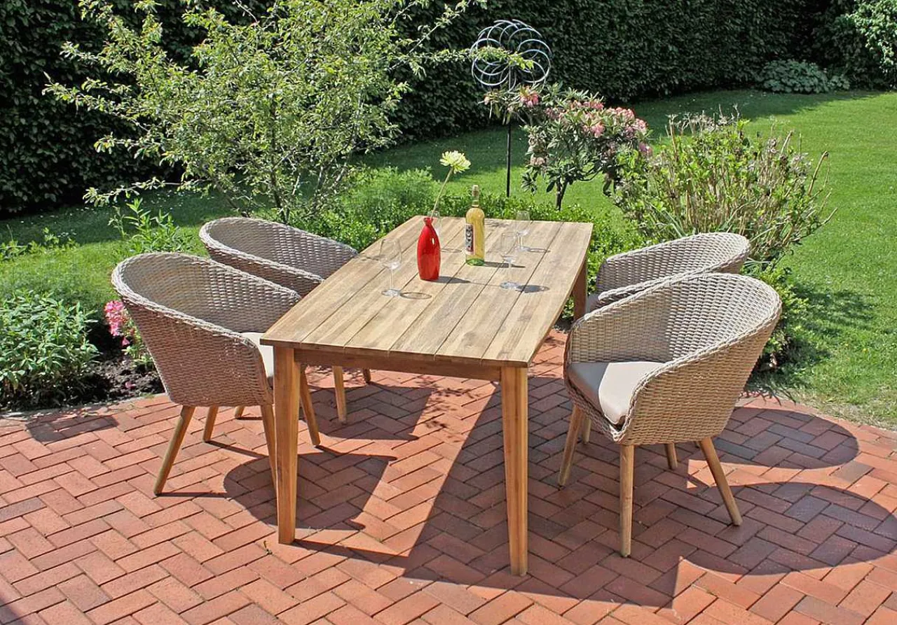 mutoni pleasure Garten Essgruppe Visalia Akazie Natur Grau (5-Tlg)> Garten Essgruppen