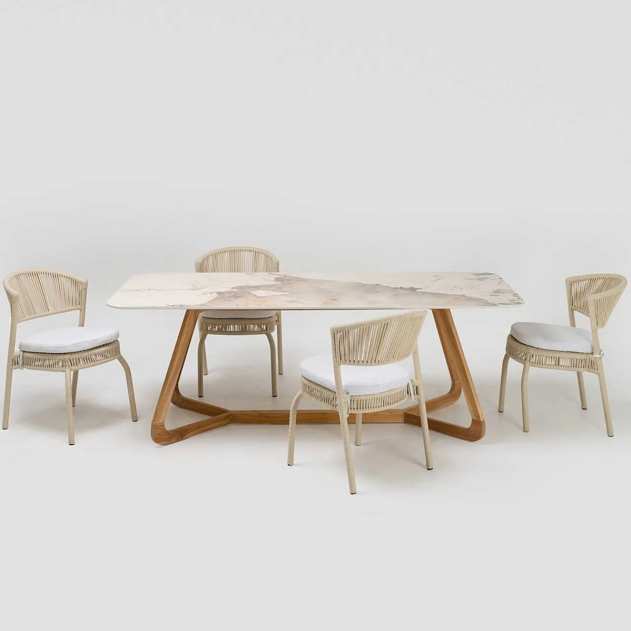 mutoni ethnic Garten Esstisch Corinto Teak Keramik 180X90> Garten Esstische