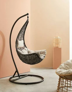 mutoni lifestyle Garten Hängesessel Amirantes Mit Kissen Schwarz><noscript><img width=