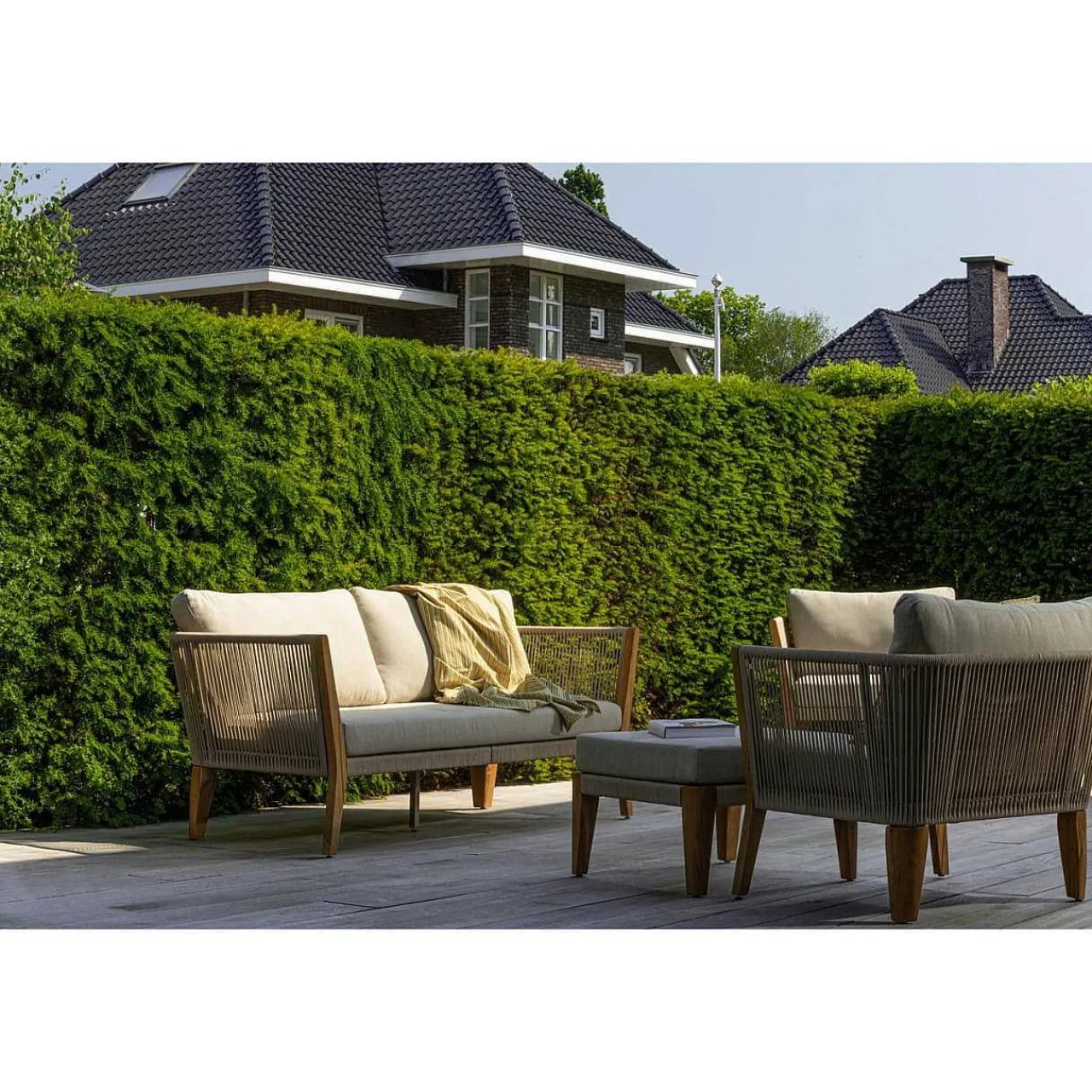 mutoni living Garten Hocker San Remo Teak Sand> Gartenhocker