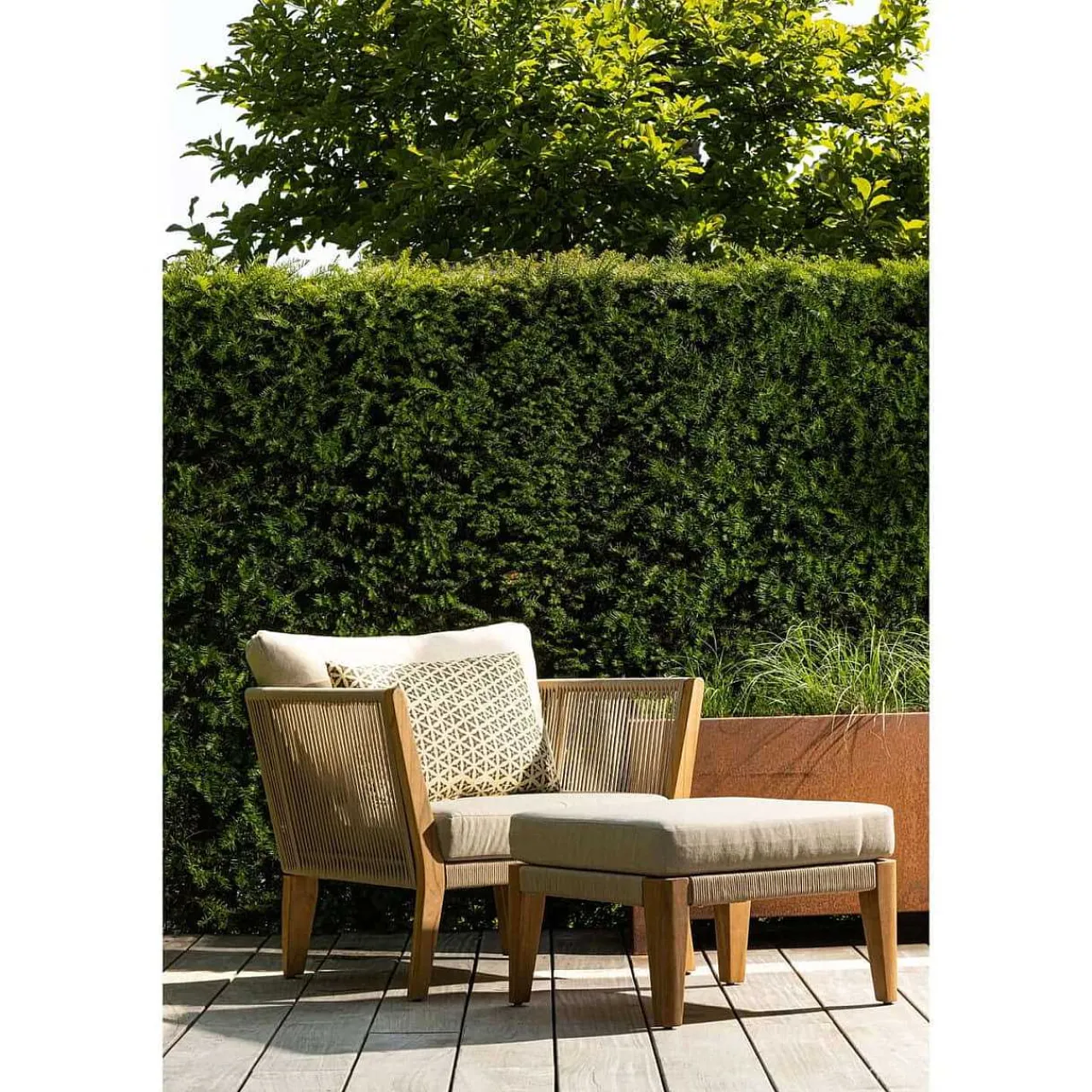 mutoni living Garten Hocker San Remo Teak Sand> Gartenhocker