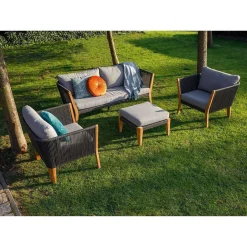 mutoni living Garten Hocker San Remo Teak Grau> Gartenhocker