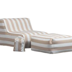 mutoni living Garten Hocker Sit Aufblasbar Sand/Weiss Gestreift><noscript><img width=