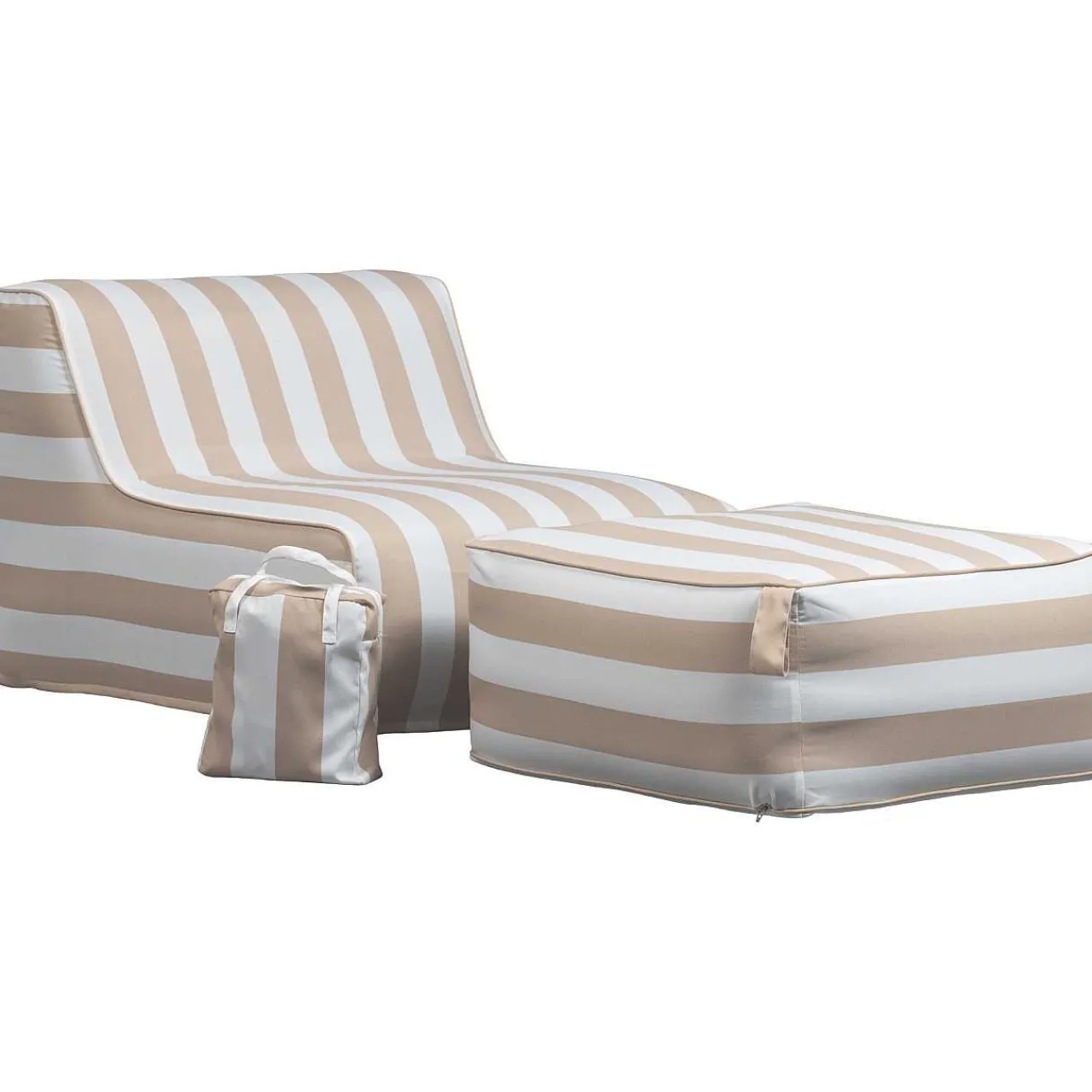 mutoni living Garten Hocker Sit Aufblasbar Sand/Weiss Gestreift> Gartenhocker