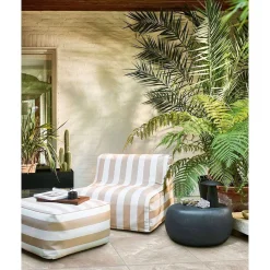 mutoni living Garten Hocker Sit Aufblasbar Sand/Weiss Gestreift><noscript><img width=