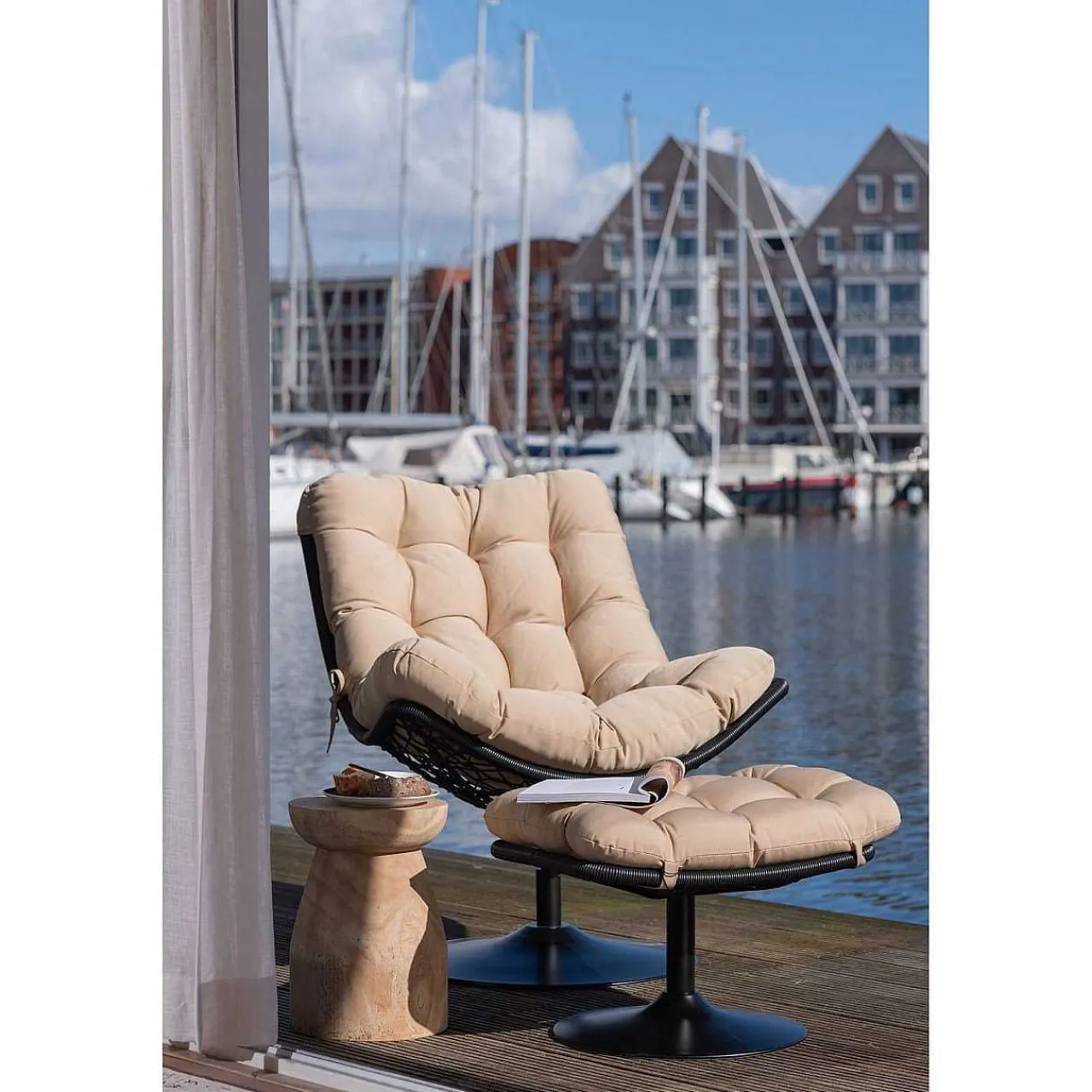 mutoni living Garten Hocker Vive Polyrattan Sand> Gartenhocker