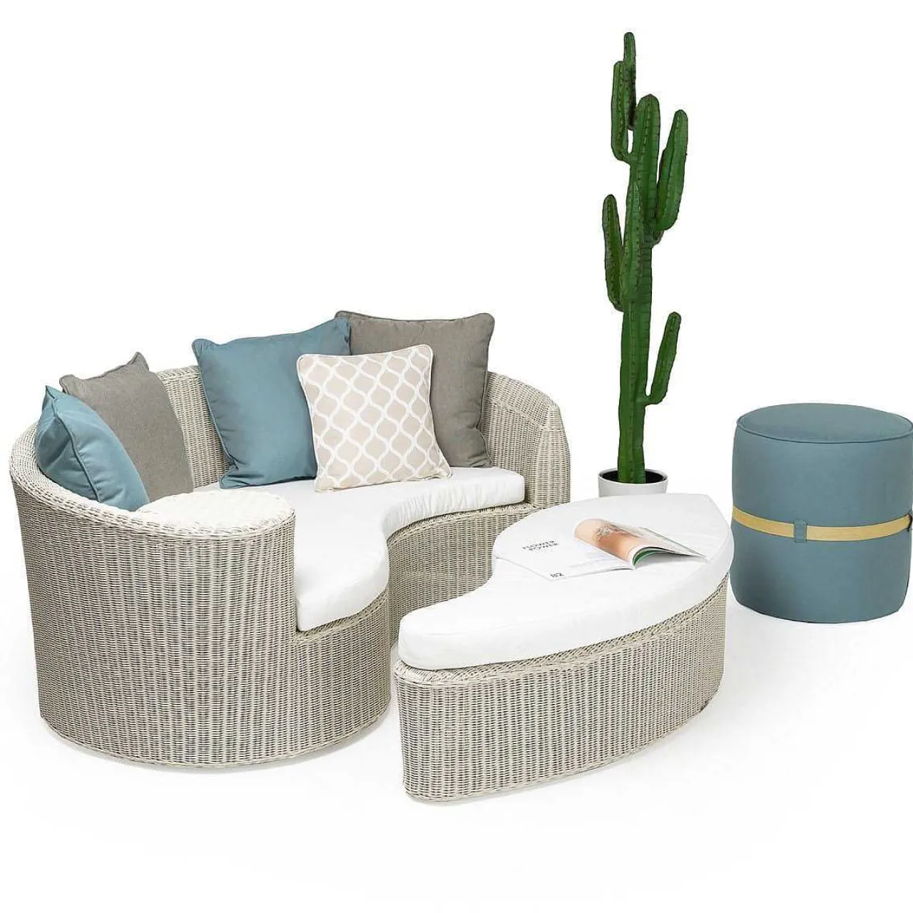 mutoni ethnic Garten Liegeinsel Isla Bonita 2-Tlg Bianco Wash> Daybeds Und Sonneninseln