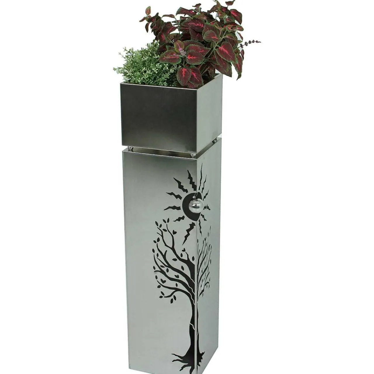 mutoni pleasure Garten Pflanzsaule Buche Edelstahl Silber> Gartendeko