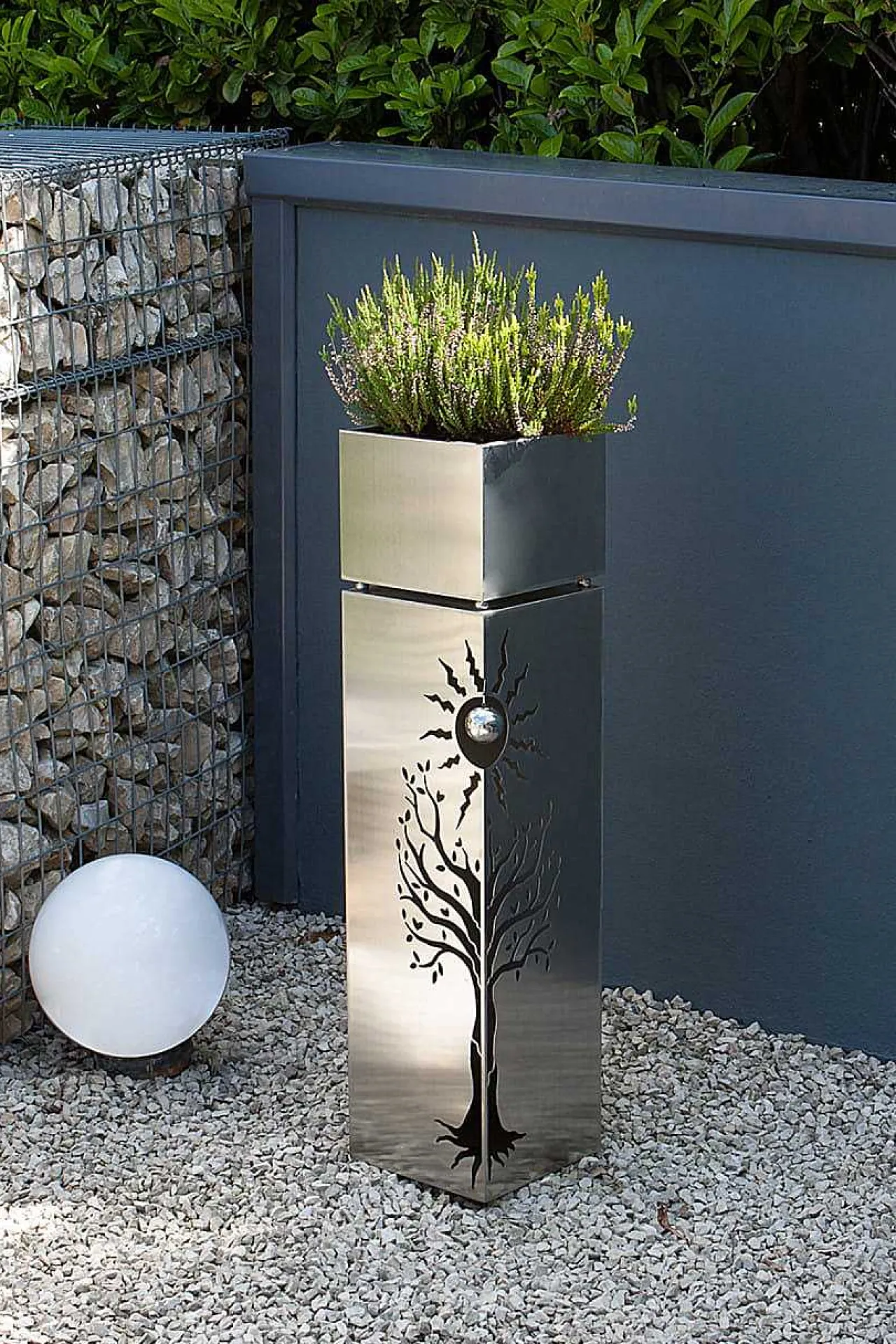 mutoni pleasure Garten Pflanzsaule Buche Edelstahl Silber> Gartendeko
