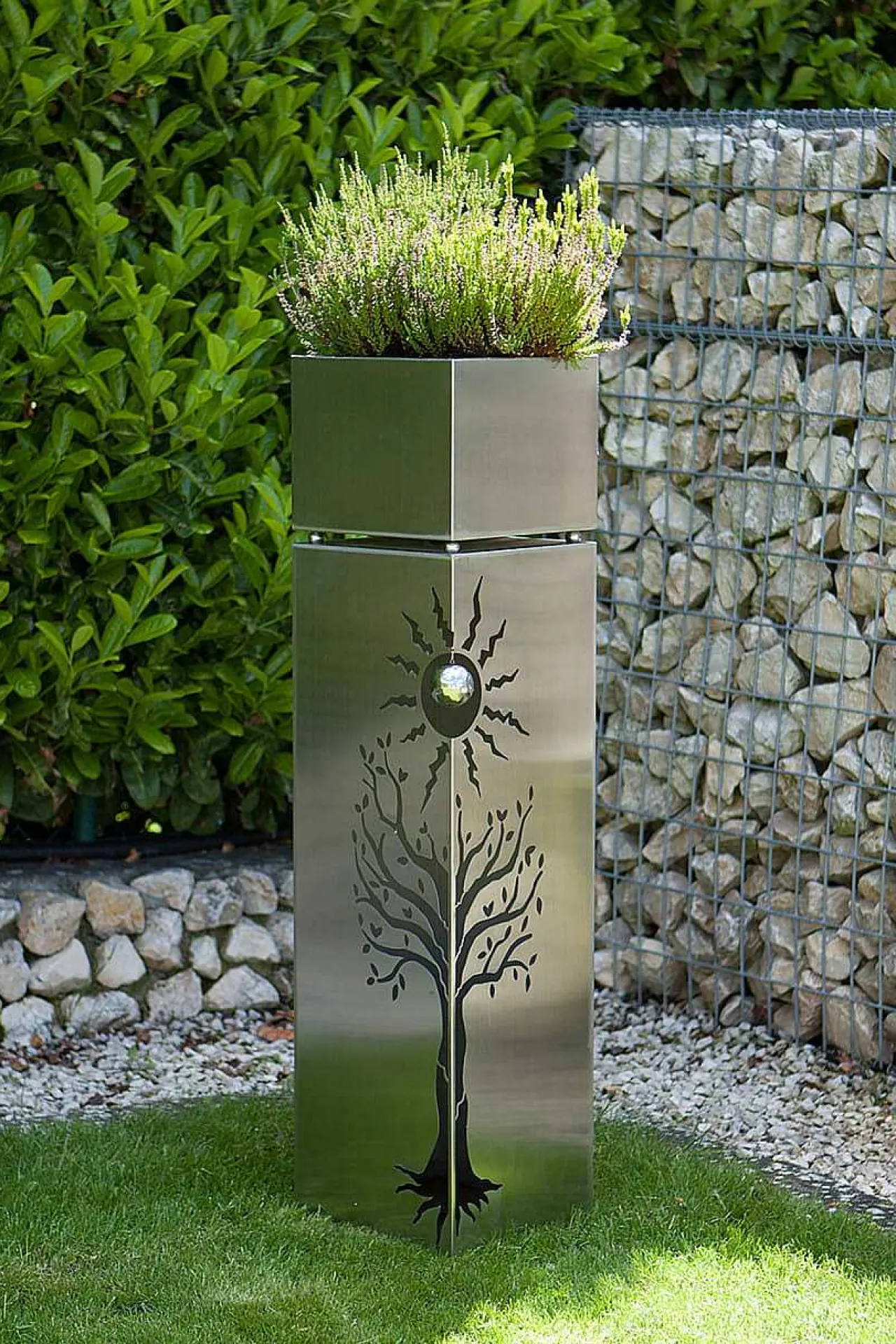mutoni pleasure Garten Pflanzsaule Buche Edelstahl Silber> Gartendeko