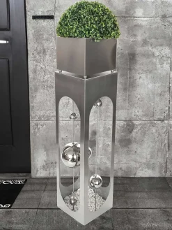 mutoni pleasure Garten Pflanzsaule Patio Edelstahl Silber> Gartendeko