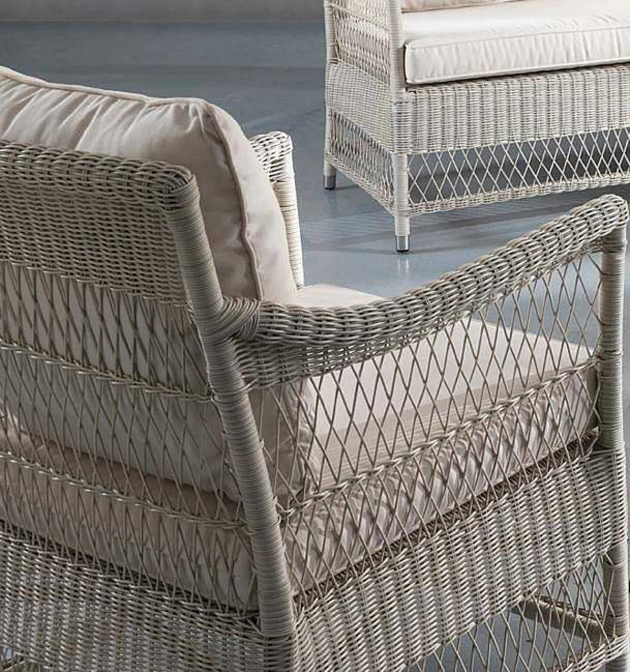 mutoni ethnic Garten Sessel Camille Polyrattan Bianco Wash> Gartensessel