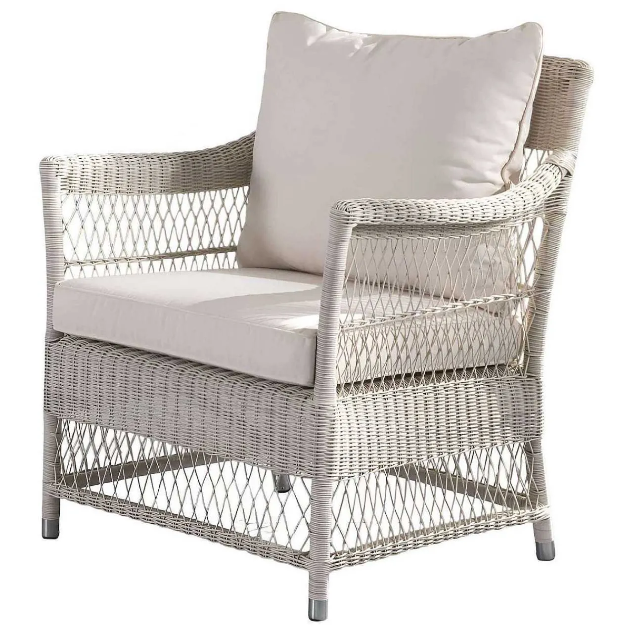 mutoni ethnic Garten Sessel Camille Polyrattan Bianco Wash> Gartensessel