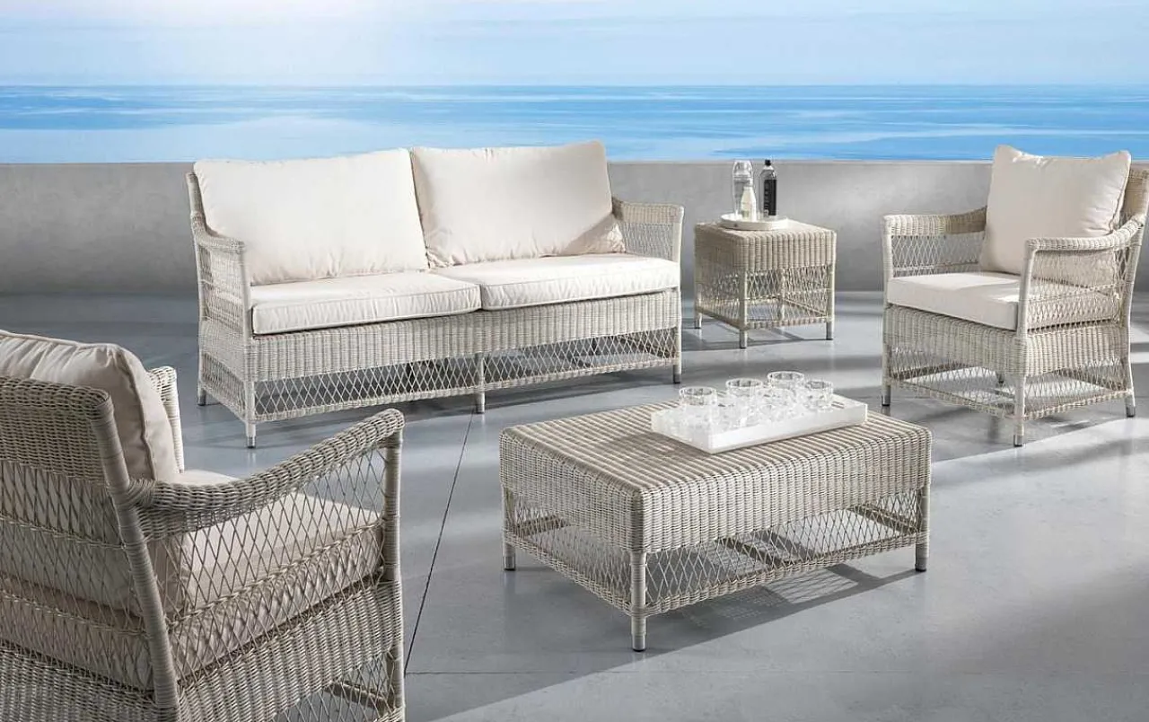 mutoni ethnic Garten Sessel Camille Polyrattan Bianco Wash> Gartensessel