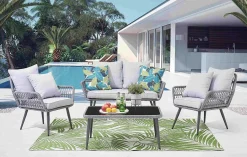 mutoni trend Garten Sitzgruppe (4-Tlg.) Polyrattan Hellgrau> Garten Essgruppen