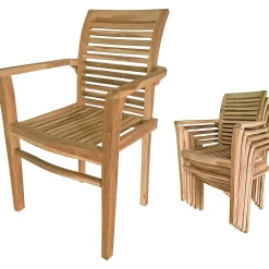 mutoni pleasure Garten Stapelstuhl Java Teak Natur (2-Er Set)> Stapelstühle